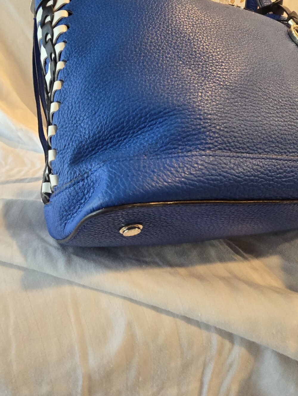 Henri Bendell Royal Blue With Whip Stitching And Two Bag Charms. - Picture 6 of 17
